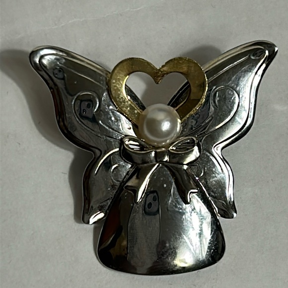 Vintage 94 Jane Pin/brooch Angel of Love Pearl Silver and Gold Signed - Picture 3 of 13